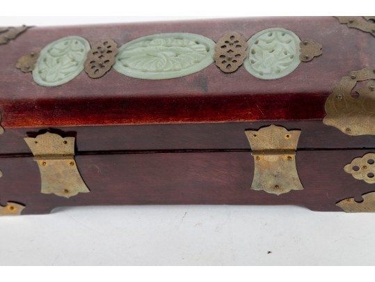 Rosewood Republic Of China Jade Inlaid Trinket Box
