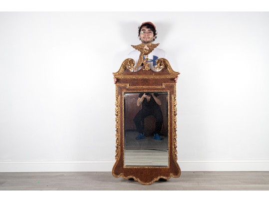 Vintage Labarge Italian Federal Style Beveled Glass Walnut Veneer Mirror