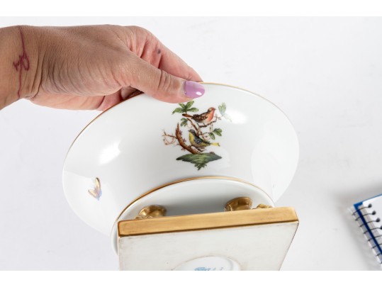 Herend Hungary Rothschild Bird Porcelain Footed Bowl