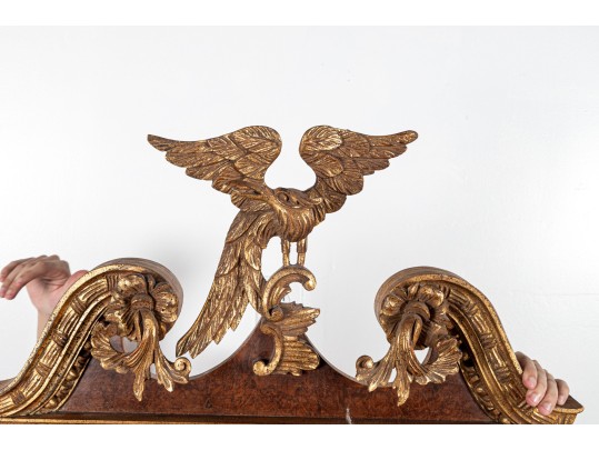 Vintage Labarge Italian Federal Style Beveled Glass Walnut Veneer Mirror