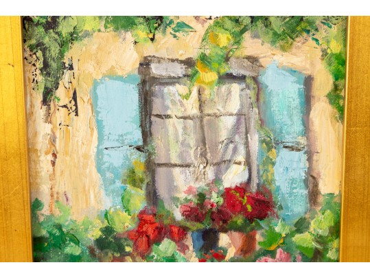 Oil On Board Provincial Facade Oil On Board Painting -- Signed