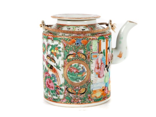 Chinese 19th Century Rose Mandarin Teapot 