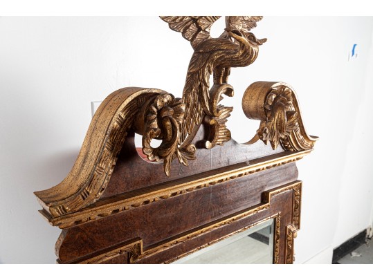 Vintage Labarge Italian Federal Style Beveled Glass Walnut Veneer Mirror