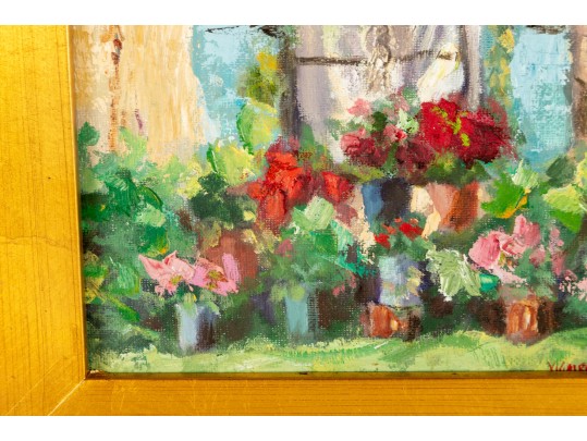 Oil On Board Provincial Facade Oil On Board Painting -- Signed