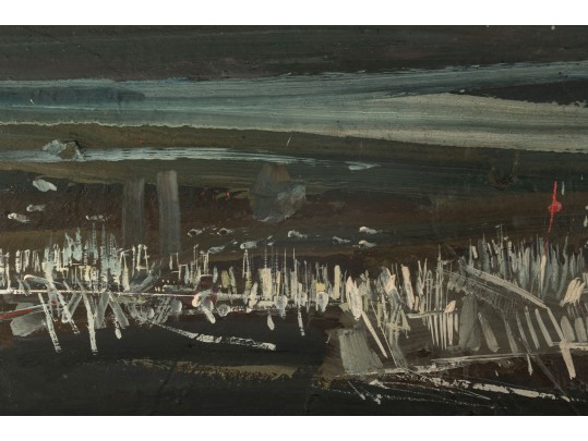 Maurice Lapp (American, 1925 - 2014) Cityscape Oil On Board