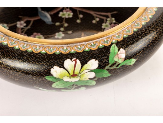 Antique Cloisonné Cherry Blossom Vessel