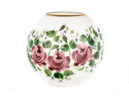 Stunning Rainbow Glass Co. Hand Painted Floral Globe Vase