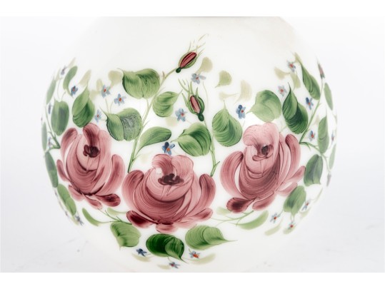 Stunning Rainbow Glass Co. Hand Painted Floral Globe Vase