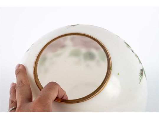 Stunning Rainbow Glass Co. Hand Painted Floral Globe Vase