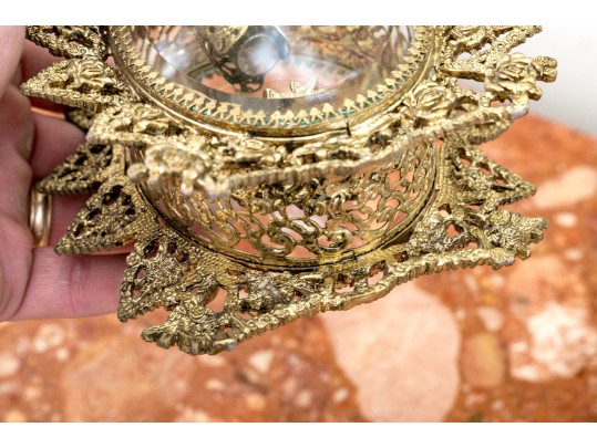 Stunning Pair Of Ornate Ormolu Filigree Perfume Bottles