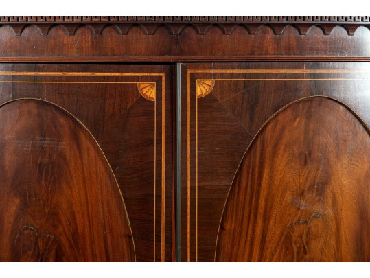 George III Figured Mahoghany Linen Press, Ca. 1800-1820