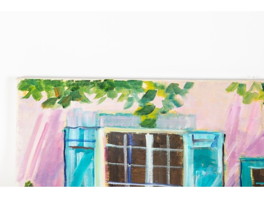Hannah Cole Buie (American, B. 1955) French Facade Oil On Canvas Painting