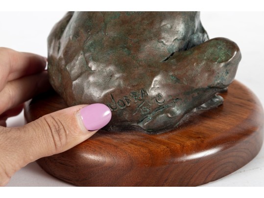 Bronze Frog Sculpture Attributed To Joffa Kurr