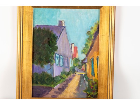 Hannah Cole Buie  (American, B. 1955) Oil On Canvas, Residential Street