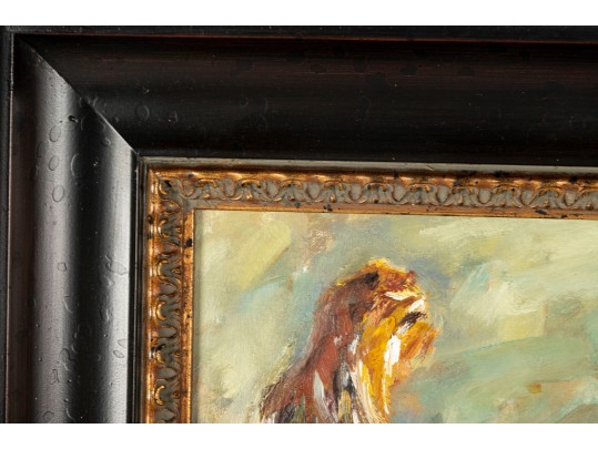 Impressionist Family Scene Oil Painting -- Signed