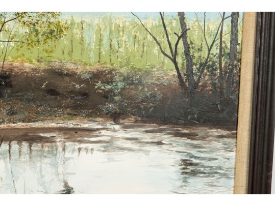 Tom Stine (Hickory, NC) Swamp Landscape Oil On Board Painting