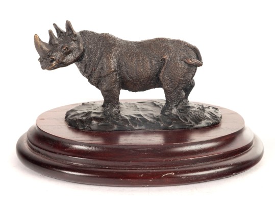Raj S. Paul (Indian-American, 20th/21st Century) Bronze Rhino Sculpture