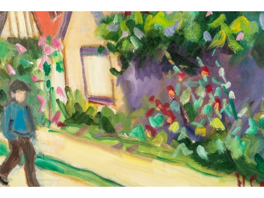 Hannah Cole Buie (American, B. 1955) French Dwellings Oil On Canvas Painting