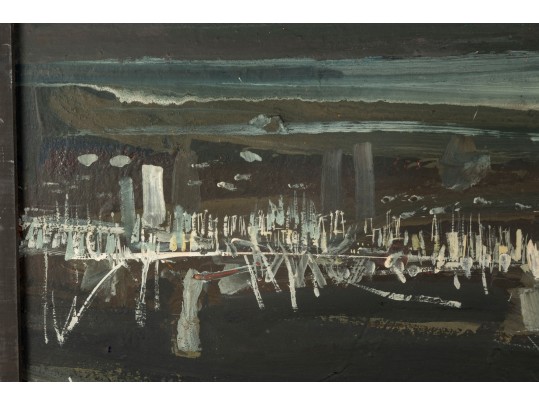 Maurice Lapp (American, 1925 - 2014) Cityscape Oil On Board