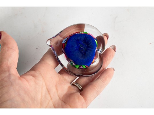 Vintage Amethyst Purple Art Glass Owl Honeycomb Vase