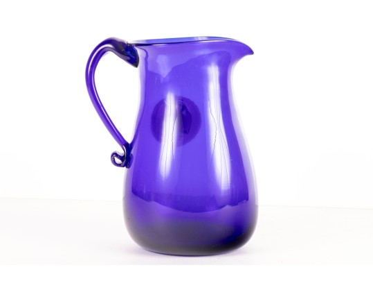 Vintage Williamsburg Triennial 2016 Cobalt Blue Pitcher 