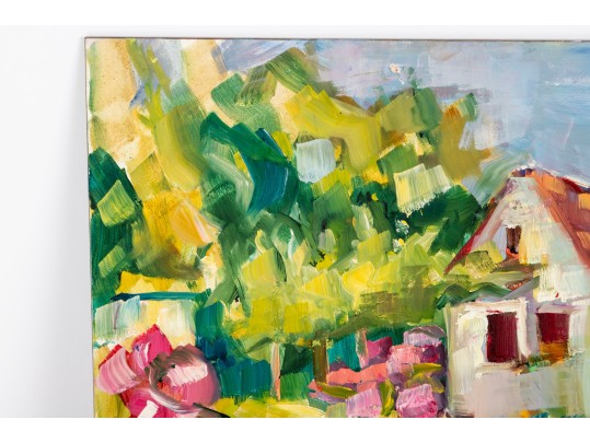 Hannah Cole Buie (American, B. 1955) Rural Homestead, Oil On Board Painting