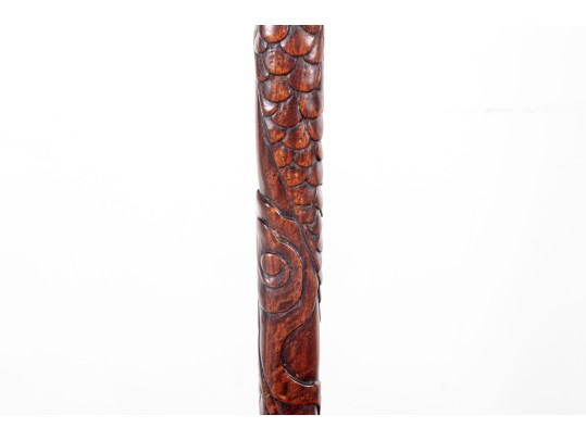 Chinese Carved Hardwood Dragon-Form Hat Or Robe Stand