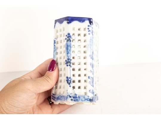 Pair Of Antique Chinese Blue And White Brush Pots 