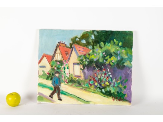 Hannah Cole Buie (American, B. 1955) French Dwellings Oil On Canvas Painting