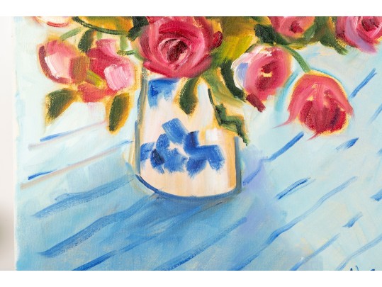 Hannah Cole Buie (American, B. 1955) Painterly Still Life Oil On Canvas Painting