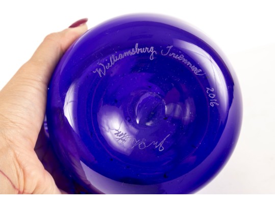 Vintage Williamsburg Triennial 2016 Cobalt Blue Pitcher 