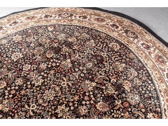Round Persian-Style Floral Area Rug (7'x7