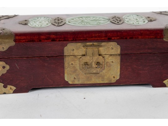 Rosewood Republic Of China Jade Inlaid Trinket Box
