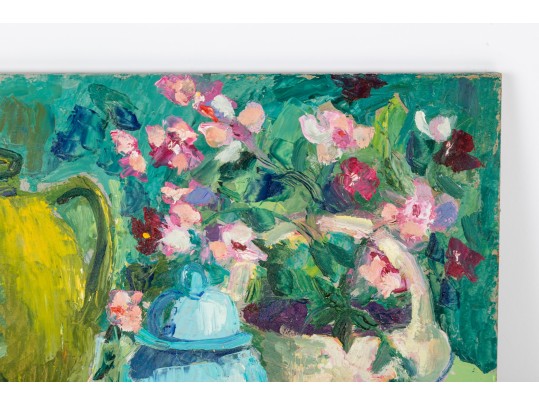 Hannah Cole Buie (American, B. 1955) Still Life – Oil On Board