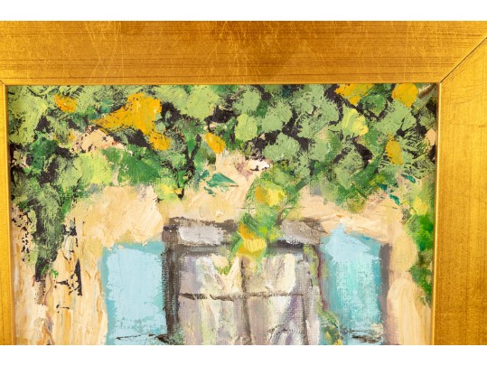 Oil On Board Provincial Facade Oil On Board Painting -- Signed