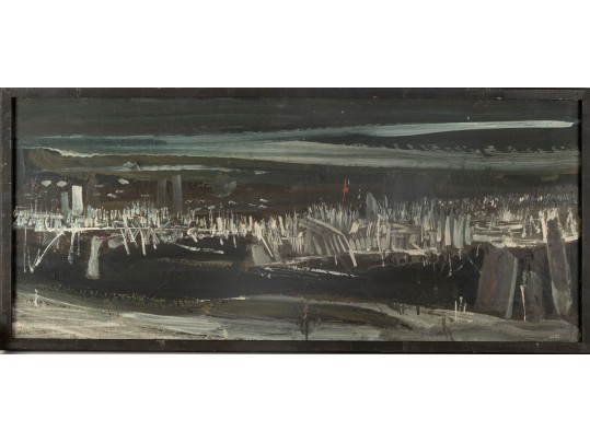 Maurice Lapp (American, 1925 - 2014) Cityscape Oil On Board