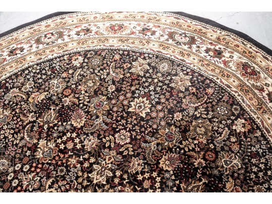 Round Persian-Style Floral Area Rug (7'x7