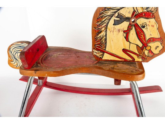 Vintage 1940s Cass Toys Wood Rocking Horse