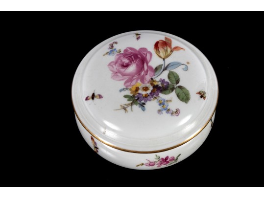 Mid-19th Century Meissen Porcelain Floral Trinket Box