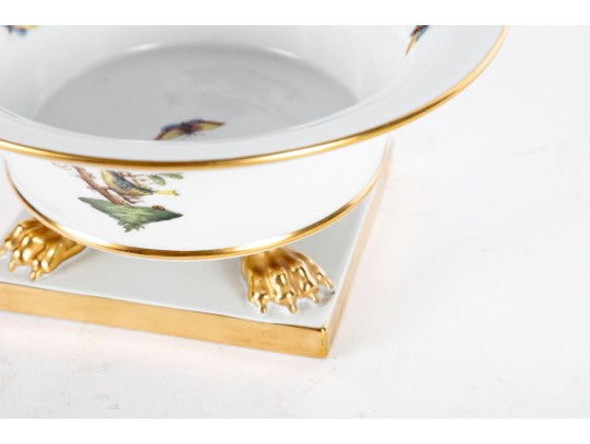 Herend Hungary Rothschild Bird Porcelain Footed Bowl