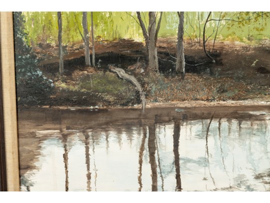 Tom Stine (Hickory, NC) Swamp Landscape Oil On Board Painting