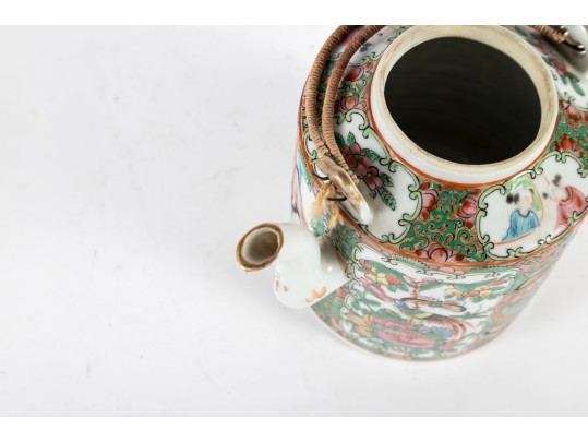 Chinese 19th Century Rose Mandarin Teapot 