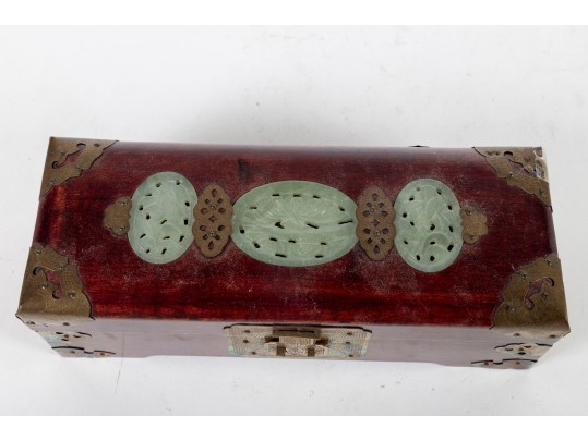 Rosewood Republic Of China Jade Inlaid Trinket Box