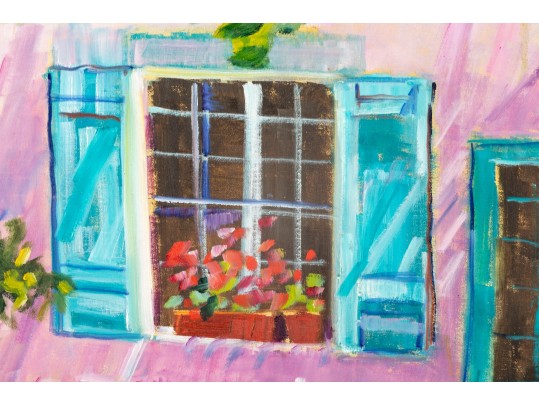 Hannah Cole Buie (American, B. 1955) French Facade Oil On Canvas Painting