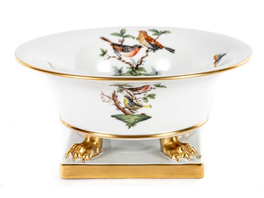 Herend Hungary Rothschild Bird Porcelain Footed Bowl