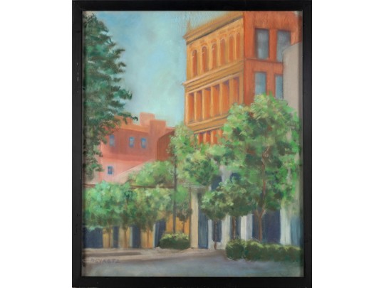 P. Graetz Pastel Urban Landscape Painting