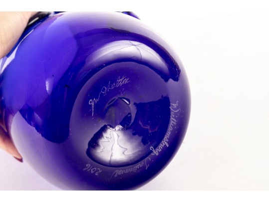 Vintage Williamsburg Triennial 2016 Cobalt Blue Pitcher 