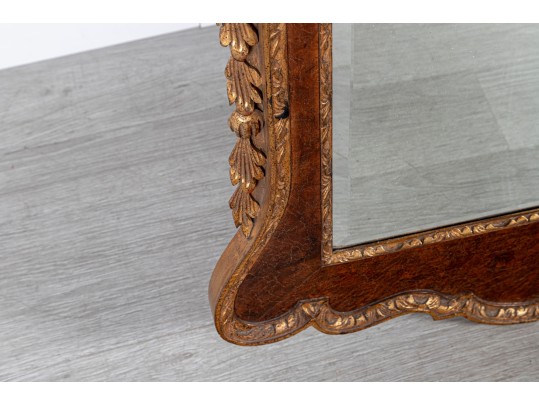 Vintage Labarge Italian Federal Style Beveled Glass Walnut Veneer Mirror