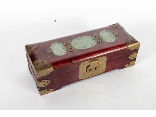 Rosewood Republic Of China Jade Inlaid Trinket Box