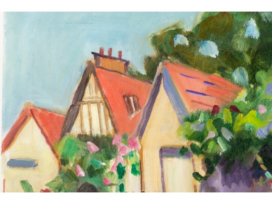 Hannah Cole Buie (American, B. 1955) French Dwellings Oil On Canvas Painting